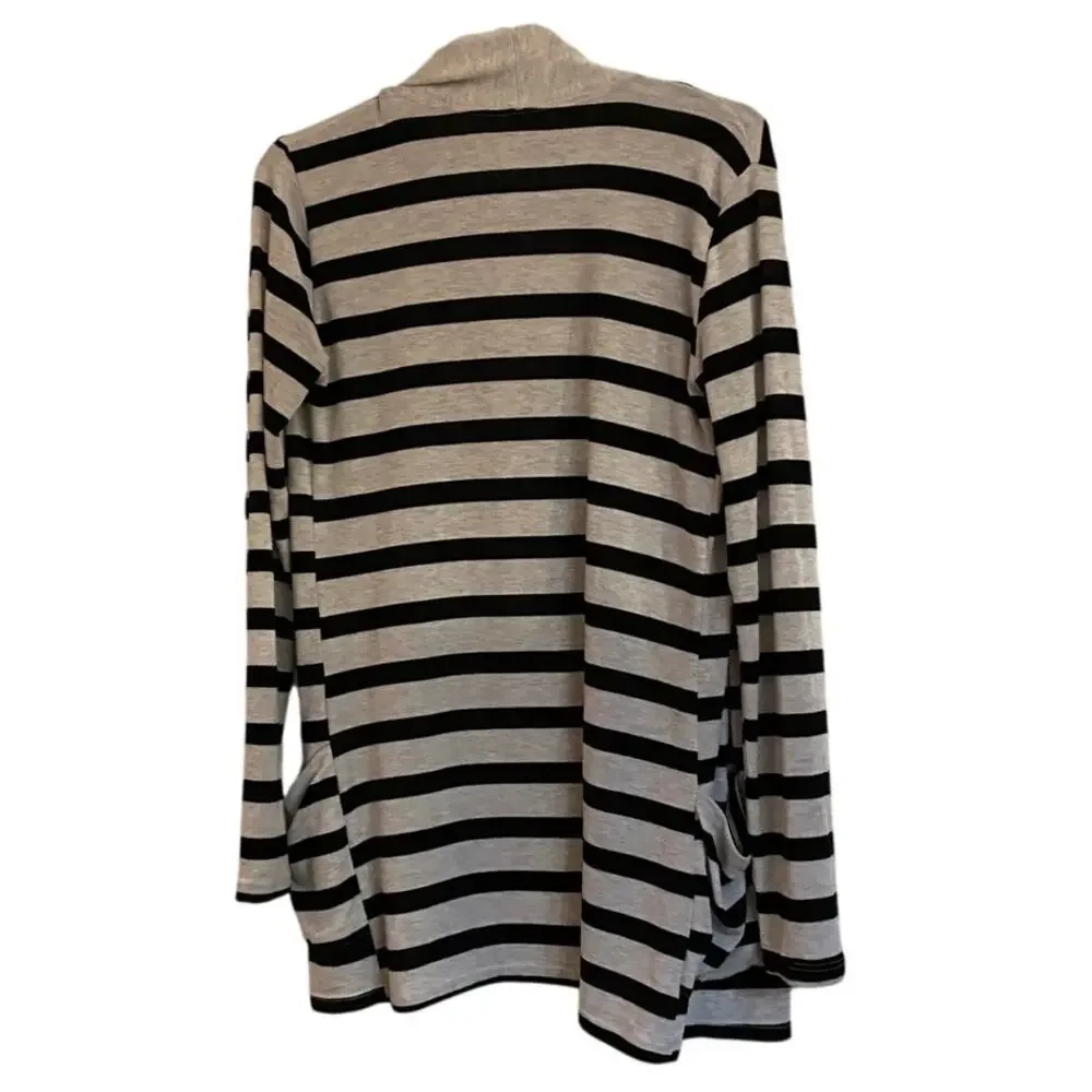 Black and White Striped Cardigan  Size Large